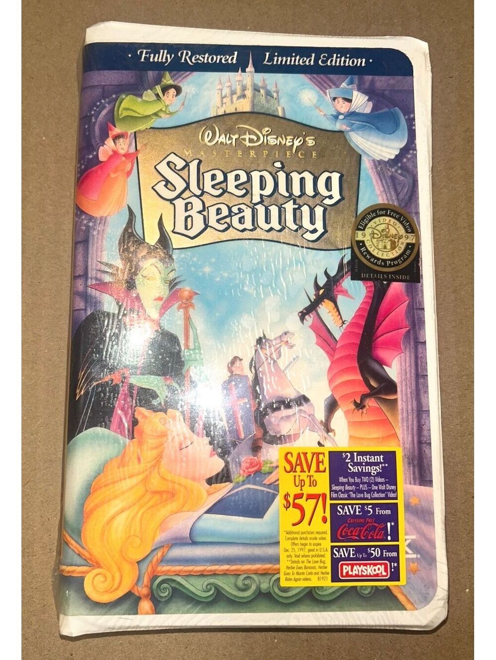 1997 Disney Sleeping Beauty VHS, Sealed Masterpiece Collection Animated Movie